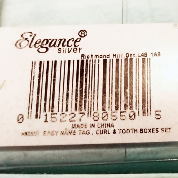 Elegance-Baby Name Tag, First Curl, First Tooth Set-3 Piece Silver Tone Set - Picture 11 of 13